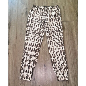 Vince Silk Animal Print Jogger Pants Women’s Size Small Brown Ivory 100% Silk